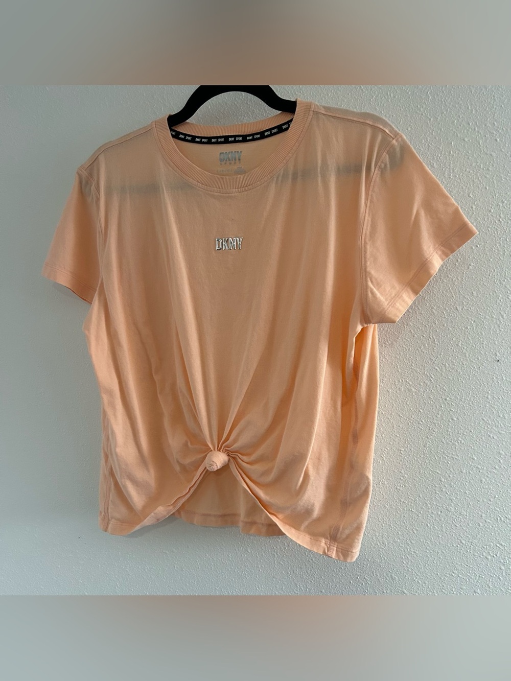 DKNY Peach Short-Sleeve Knot Front Tee